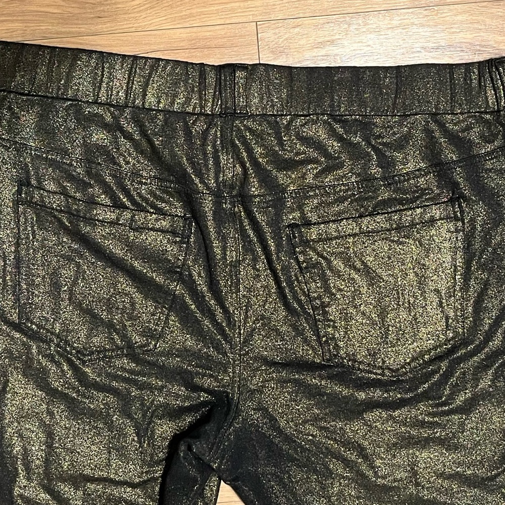 Lane Bryant METALLIC GOLD STRETCH PANTS Size 26 ELASTIC WAISTBAND EUC - Picture 6 of 9